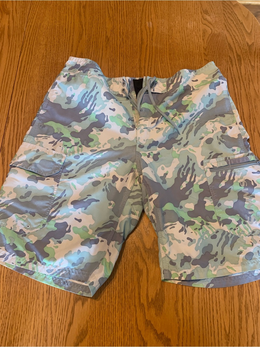 Simms Men's Camo Cargo Swim Shorts - Gray & Green